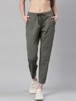 Enamor Dry Fit, Antimicrobial E068 Mid-Rise Smart Active Travel Solid Women Grey Track Pants