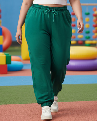 BEWAKOOF Solid Women Green Track Pants