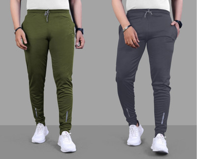 Z-DEVIL Solid Men Olive, Grey Track Pants