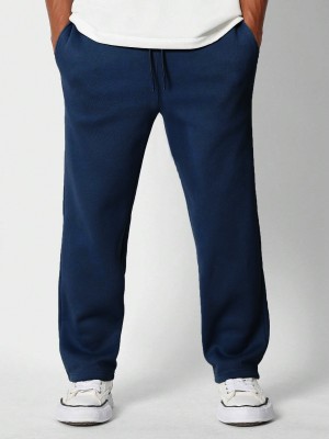 NOBERO Solid Men Dark Blue Track Pants