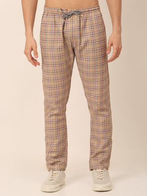 JAINISH Checkered Men Brown Track Pants