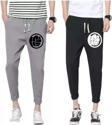 mfb Graphic Print Men Grey, Black Track Pants