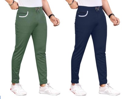 SHARMASONS Solid Men Light Green, Dark Blue Track Pants