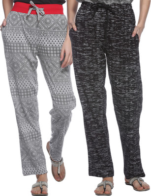 HouseOfCommon Printed Women Grey, Black Track Pants