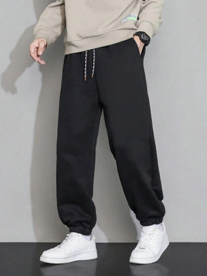 FLYNOFF Solid Men Black Track Pants