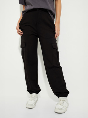 MAX URB_N Solid Women Black Track Pants