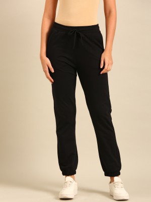 De Moza Solid Women Black Track Pants