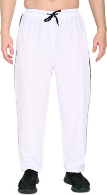 JUHRAF Solid, Striped Men White Track Pants