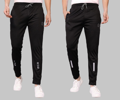 ANAND Self Design Men Black, Black Track Pants