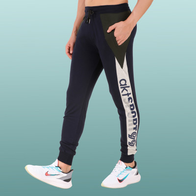 AKTIO Printed Men Dark Blue Track Pants