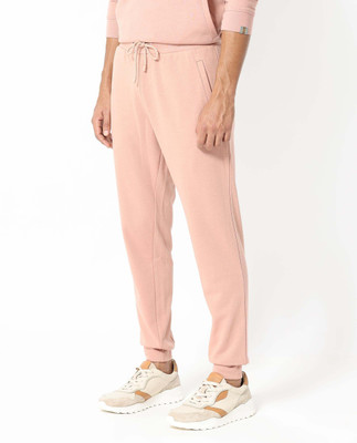 Rare Rabbit Solid Men Pink Track Pants