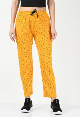 Indistar Printed Women Yellow Track Pants