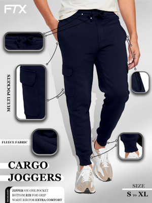 FTX Solid Men Dark Blue Track Pants