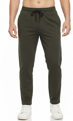 YOUNGVIBE Solid Men Dark Green Track Pants