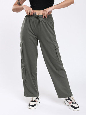 Glitchez Solid Women Grey Track Pants