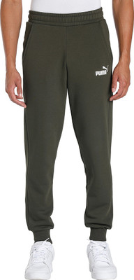 PUMA ESS Logo Pants Solid Men Green Track Pants