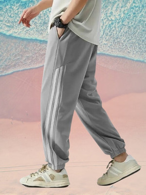 Novus Knitting Striped Men Grey Track Pants