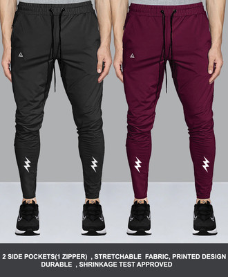 AVOLT Self Design Men Black, Maroon Track Pants