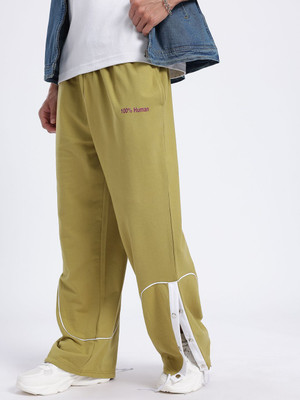 Glitchez Solid Men Brown Track Pants