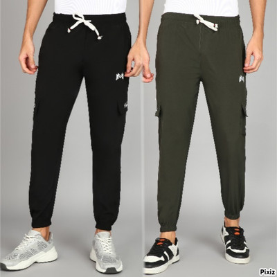 mank D Solid Men Black, Olive Track Pants