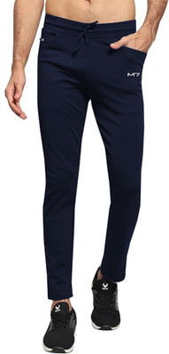 M7 By Metronaut Solid Men Dark Blue Track Pants
