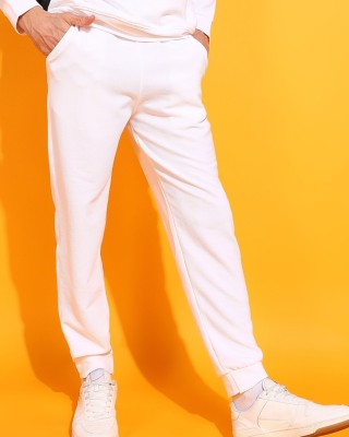 INDICLUB Self Design Men White Track Pants