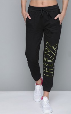 HRX by Hrithik Roshan Printed Women Black Track Pants