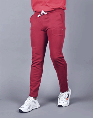 BE SWADESHI Self Design Men Red Track Pants