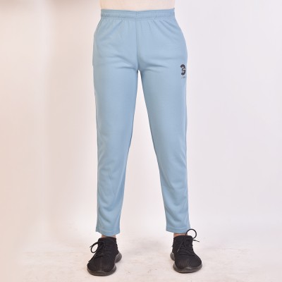 CraftYug Solid Men Light Blue Track Pants