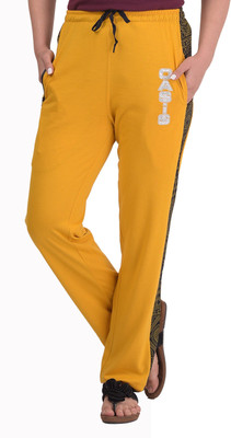 Weboasis Printed Women Yellow Track Pants