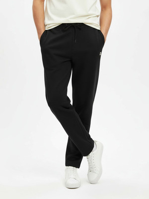 Glitchez Solid Men Black Track Pants