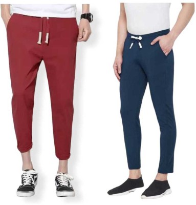 AZ Creation Solid Men Maroon, Blue Track Pants