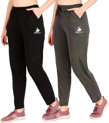 SEAPRINT Solid Women Black, Grey Track Pants