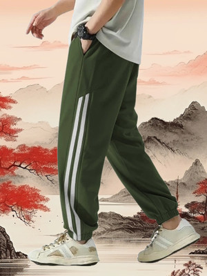 Chicnesteco Striped Men Dark Green Track Pants