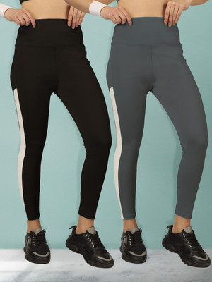 BEYOGINI Solid, Striped Women Black, Grey Track Pants