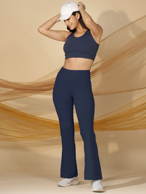 BlissClub Solid Women Blue Track Pants
