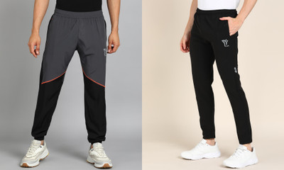 YUNEK Striped Men Black, Grey Track Pants