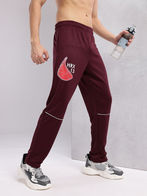 HRX by Hrithik Roshan Printed Men Maroon Track Pants