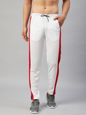 Chrome & Coral Colorblock Men White Track Pants