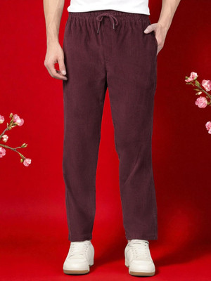 Kesaria Textile Company Solid Men Maroon Track Pants