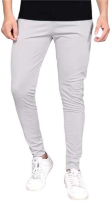 Datalact Solid Men Silver Track Pants