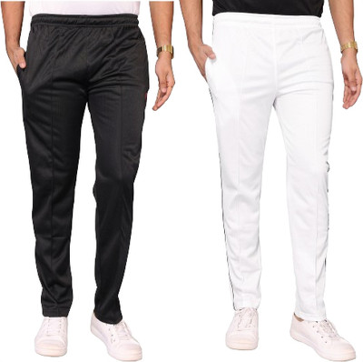 ESTRO Self Design Men Black, White Track Pants