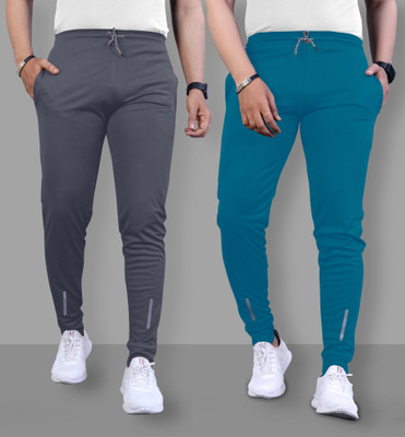 Z-DEVIL Solid Men Blue, Grey Track Pants