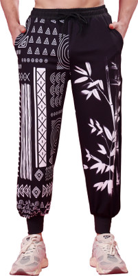 Yellow Tree Graphic Print Men Black, White Track Pants