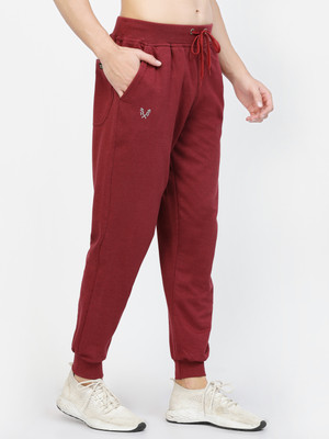 UZARUS Solid Men Maroon Track Pants