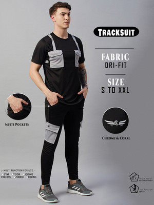 Chrome & Coral Colorblock Men Track Suit
