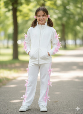 ARY Girls Casual Jacket Track Pants(White)