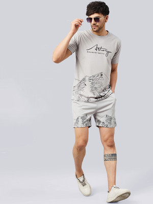 Chrome & Coral Graphic Print Men Track Suit