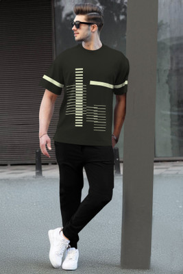 TRIPR Men Printed Green, Black Night Suit Set