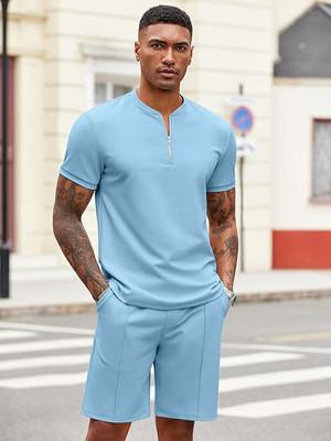 Chrome & Coral Solid Men Track Suit